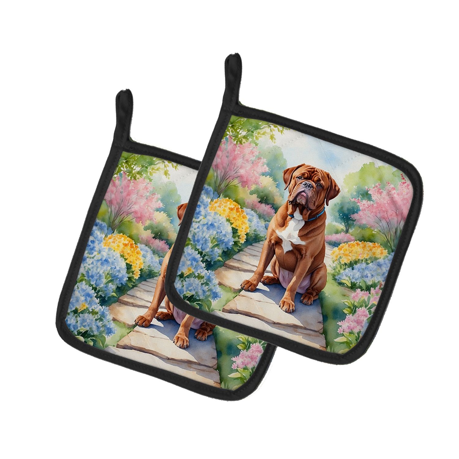 Dogue de Bordeaux Spring Path Pair of Pot Holders Kitchen Heat Resistant Pot Holders Sets Oven Hot Pads for Cooking Baking BBQ, 