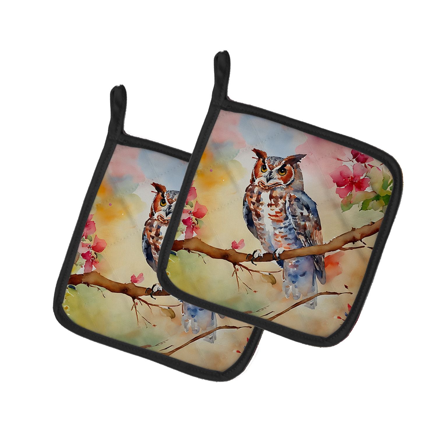 Eastern Screech Owl Pair of Pot Holders Kitchen Heat Resistant Pot Holders Sets Oven Hot Pads for Cooking Baking BBQ, 7 1/2 x 7 