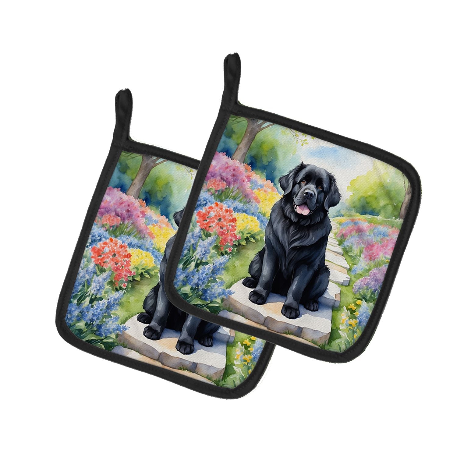Newfoundland Spring Path Pair of Pot Holders Kitchen Heat Resistant Pot Holders Sets Oven Hot Pads for Cooking Baking BBQ, 7 1/2