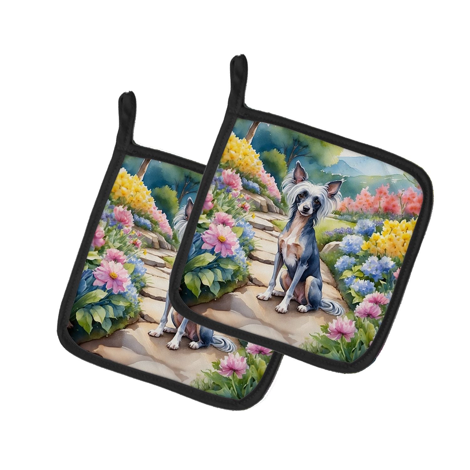 Chinese Crested Spring Path Pair of Pot Holders Kitchen Heat Resistant Pot Holders Sets Oven Hot Pads for Cooking Baking BBQ, 7 