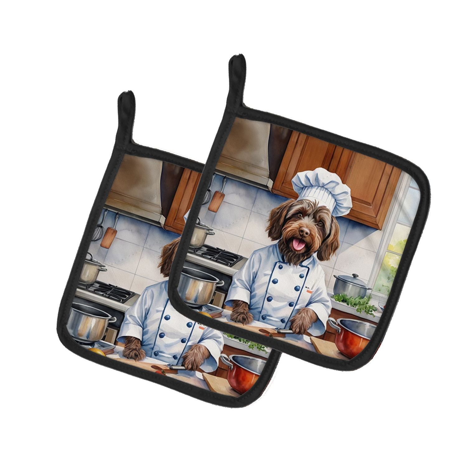 Wirehaired Pointing Griffon The Chef Pair of Pot Holders Kitchen Heat Resistant Pot Holders Sets Oven Hot Pads for Cooking Bakin