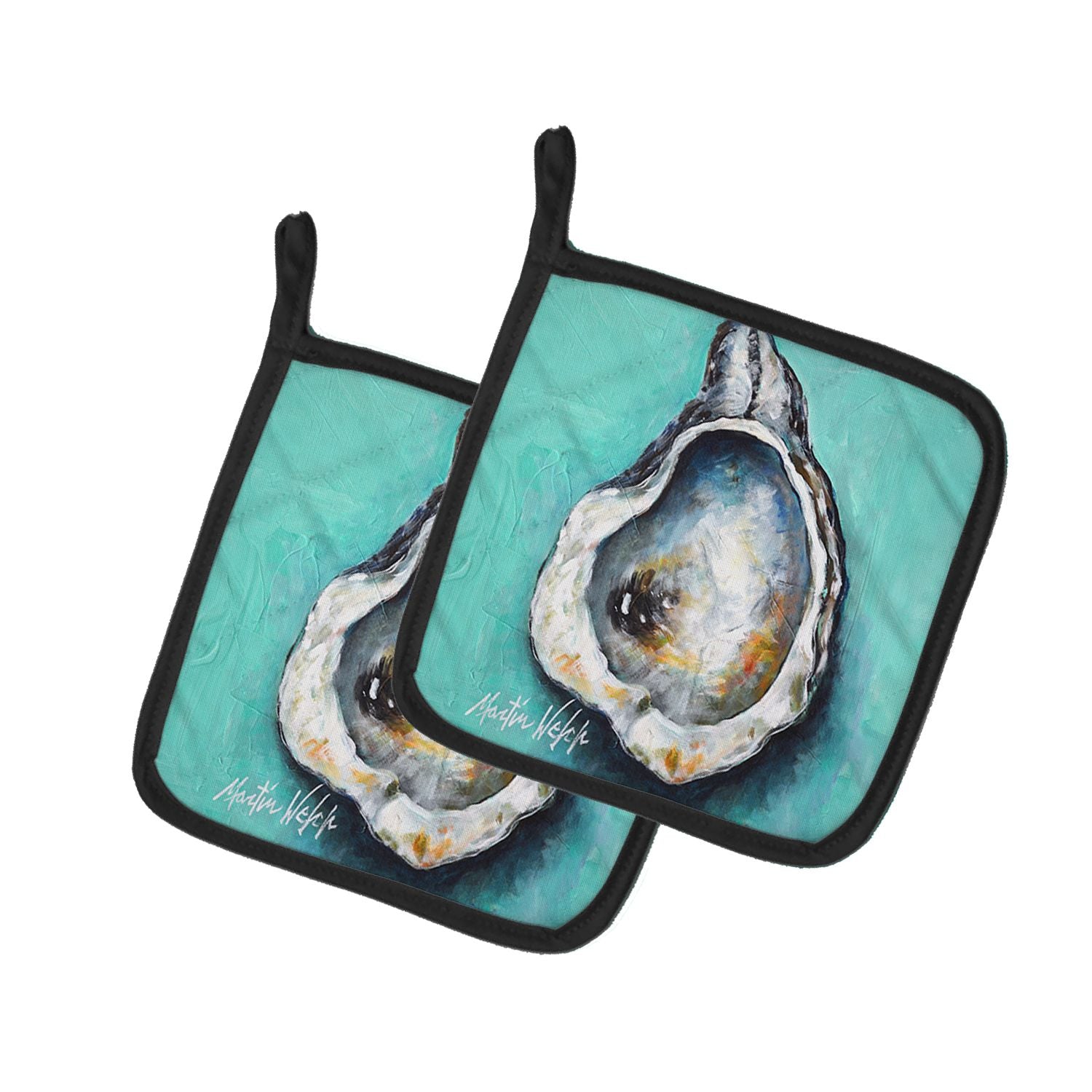 NEW Aqua Pearl Oyster Pair of Pot Holders Kitchen Heat Resistant Pot Holders Sets Oven Hot Pads for Cooking Baking BBQ, 7 1/2 x 