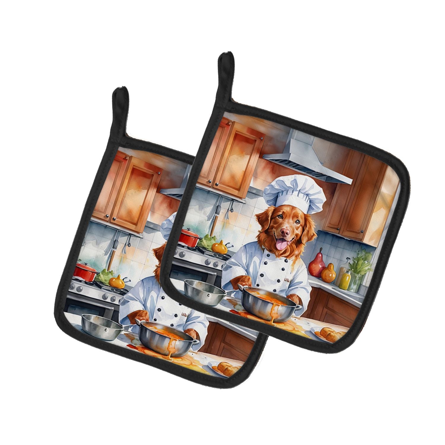 Nova Scotia Duck Tolling Retriever The Chef Pair of Pot Holders Kitchen Heat Resistant Pot Holders Sets Oven Hot Pads for Cookin
