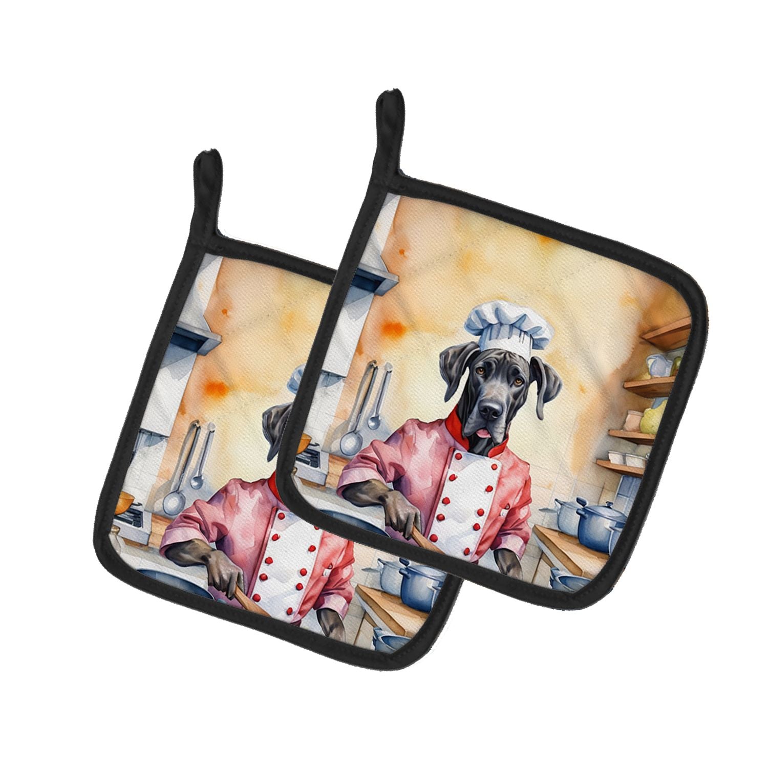 Great Dane The Chef Pair of Pot Holders Kitchen Heat Resistant Pot Holders Sets Oven Hot Pads for Cooking Baking BBQ, 7 1/2 x 7 