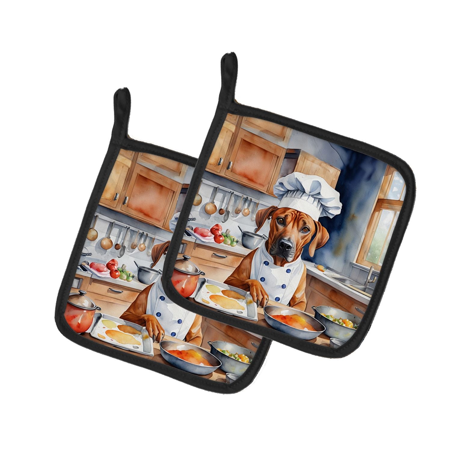 Rhodesian Ridgeback The Chef Pair of Pot Holders Kitchen Heat Resistant Pot Holders Sets Oven Hot Pads for Cooking Baking BBQ, 7