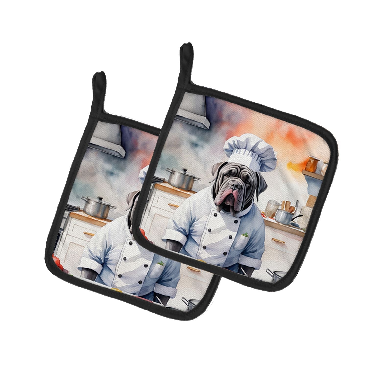 Neapolitan Mastiff The Chef Pair of Pot Holders Kitchen Heat Resistant Pot Holders Sets Oven Hot Pads for Cooking Baking BBQ, 7 