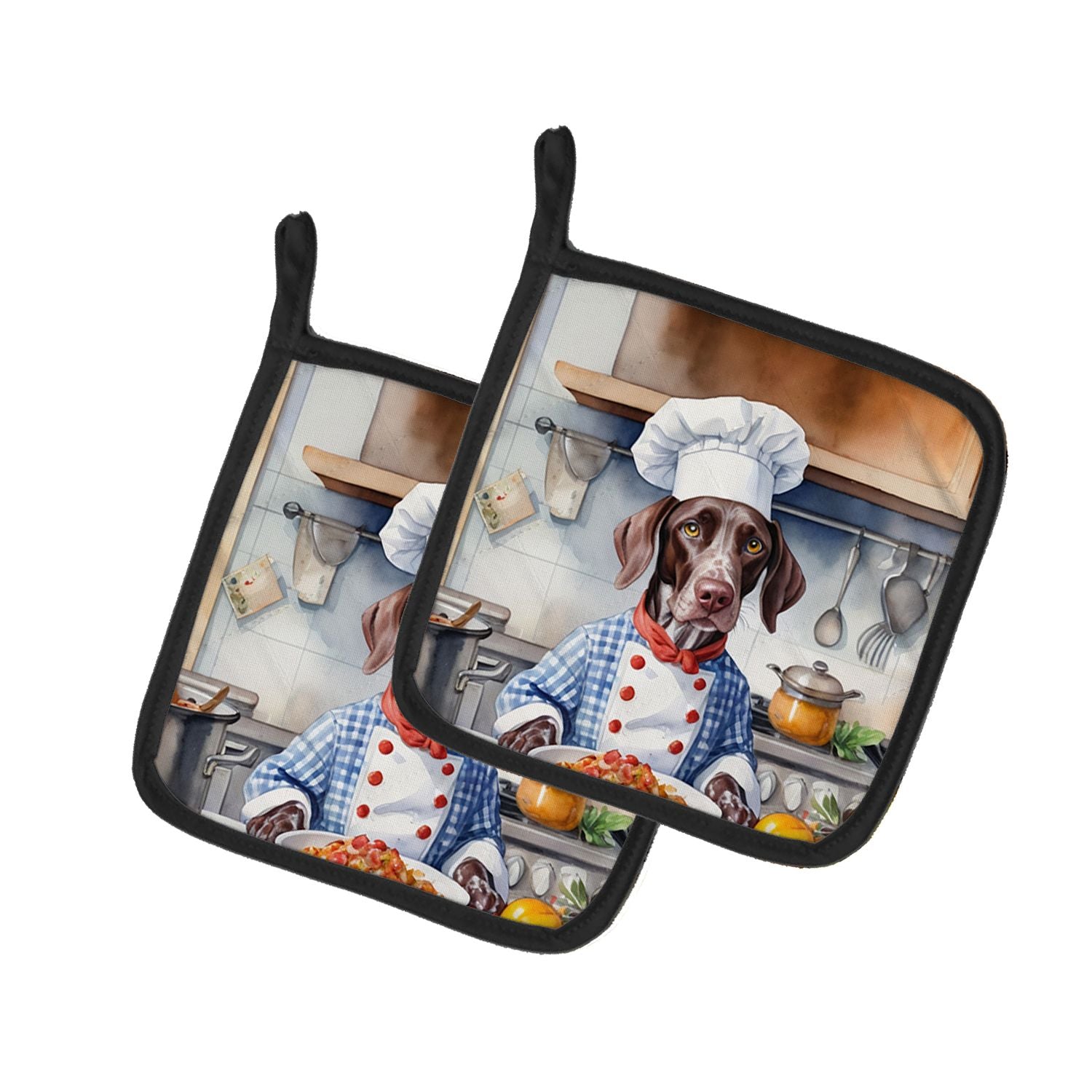 German Shorthaired Pointer The Chef Pair of Pot Holders Kitchen Heat Resistant Pot Holders Sets Oven Hot Pads for Cooking Baking