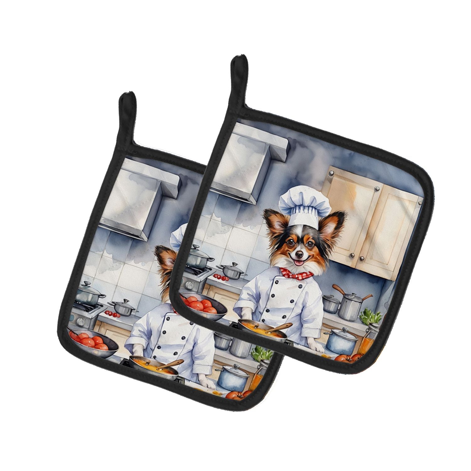 Papillon The Chef Pair of Pot Holders Kitchen Heat Resistant Pot Holders Sets Oven Hot Pads for Cooking Baking BBQ, 7 1/2 x 7 1/