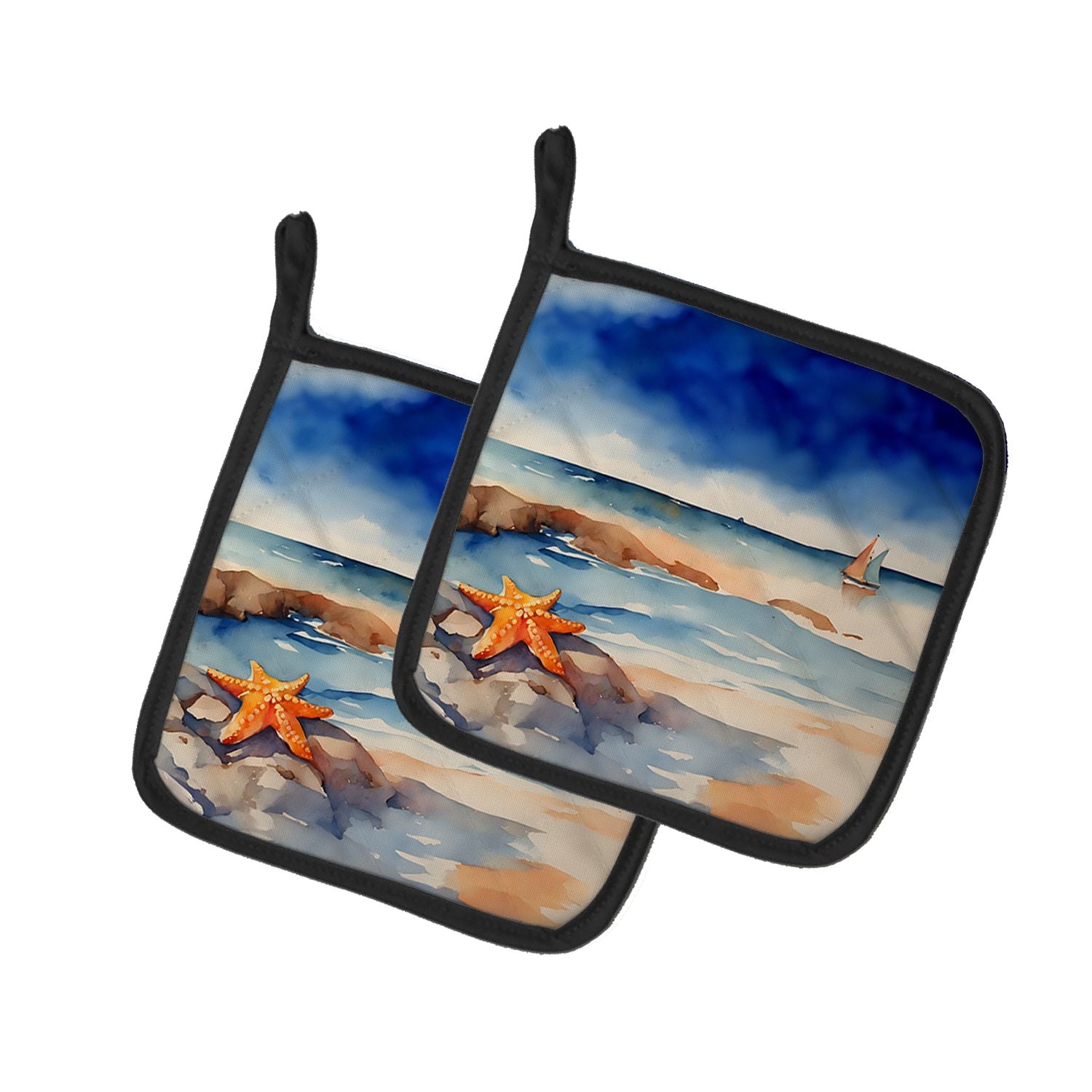 Starfish Pair of Pot Holders Kitchen Heat Resistant Pot Holders Sets Oven Hot Pads for Cooking Baking BBQ, 7 1/2 x 7 1/2