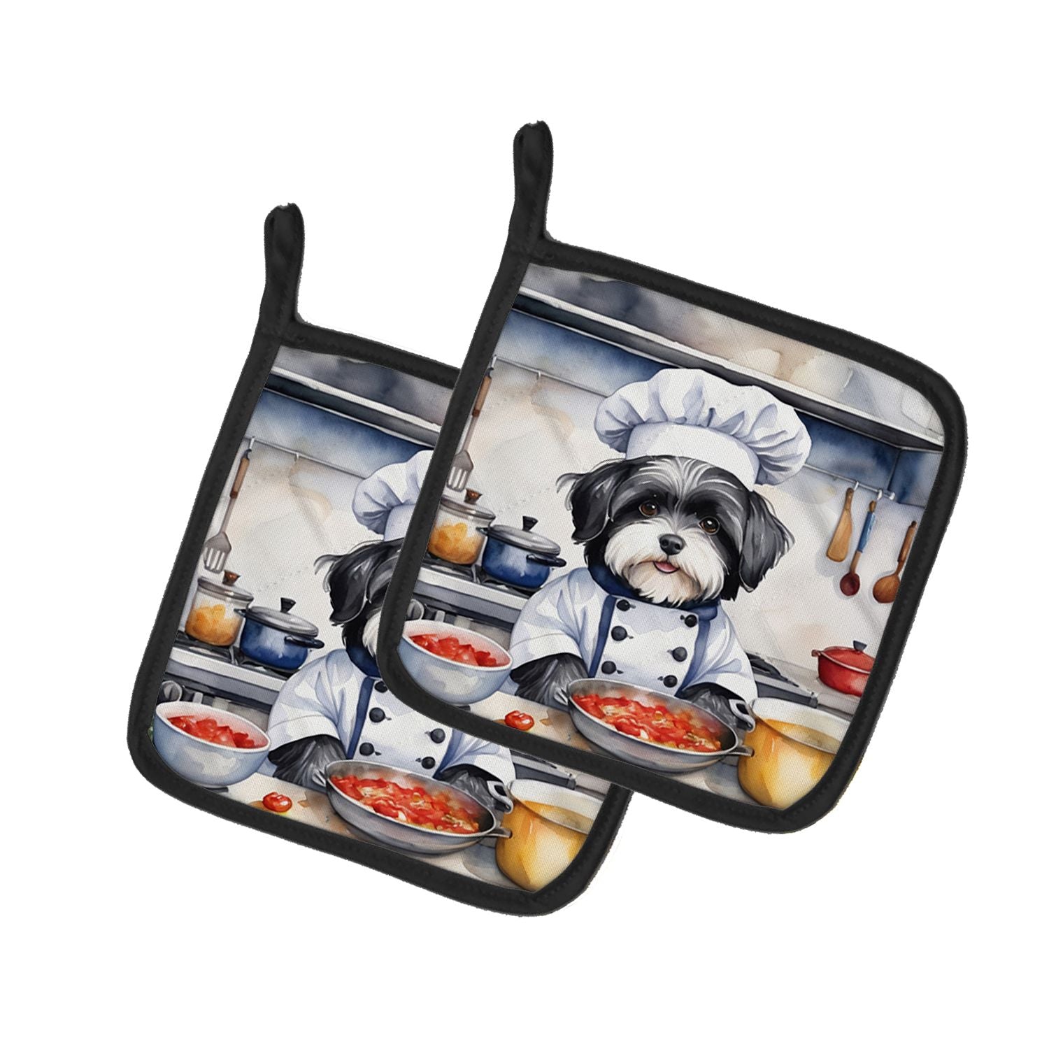 Havanese The Chef Pair of Pot Holders Kitchen Heat Resistant Pot Holders Sets Oven Hot Pads for Cooking Baking BBQ, 7 1/2 x 7 1/