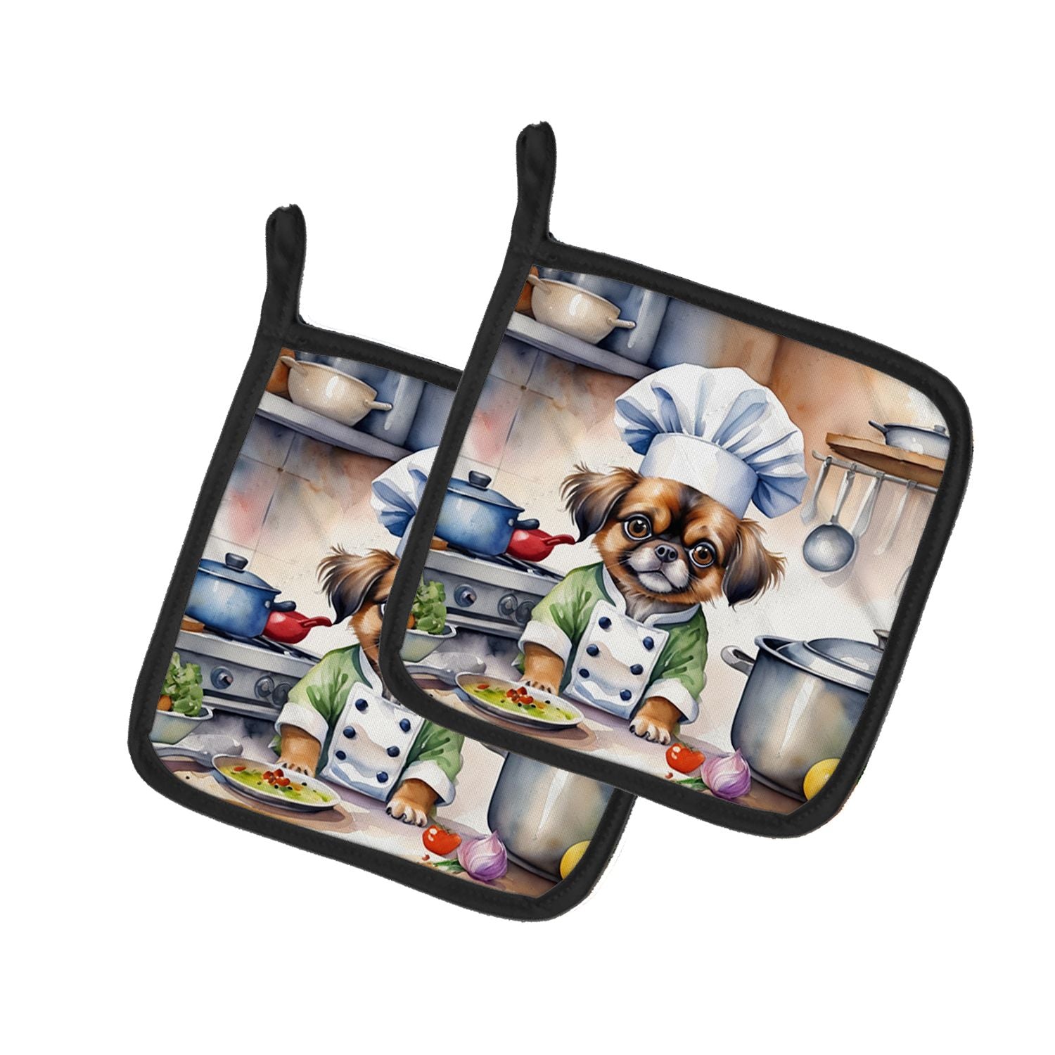 Tibetan Spaniel The Chef Pair of Pot Holders Kitchen Heat Resistant Pot Holders Sets Oven Hot Pads for Cooking Baking BBQ, 7 1/2