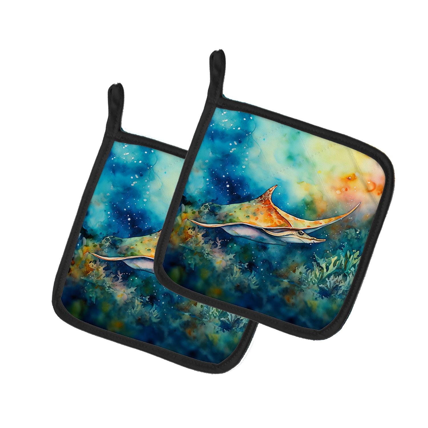 Sting Ray Pair of Pot Holders Kitchen Heat Resistant Pot Holders Sets Oven Hot Pads for Cooking Baking BBQ, 7 1/2 x 7 1/2