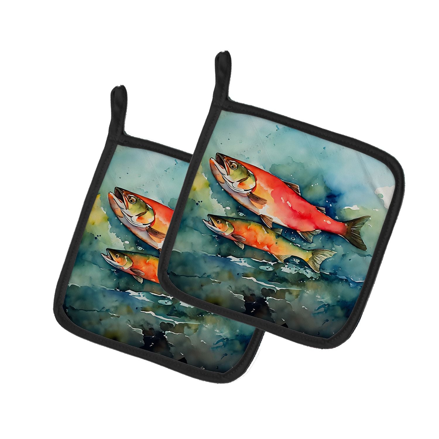 Salmon Pair of Pot Holders Kitchen Heat Resistant Pot Holders Sets Oven Hot Pads for Cooking Baking BBQ, 7 1/2 x 7 1/2