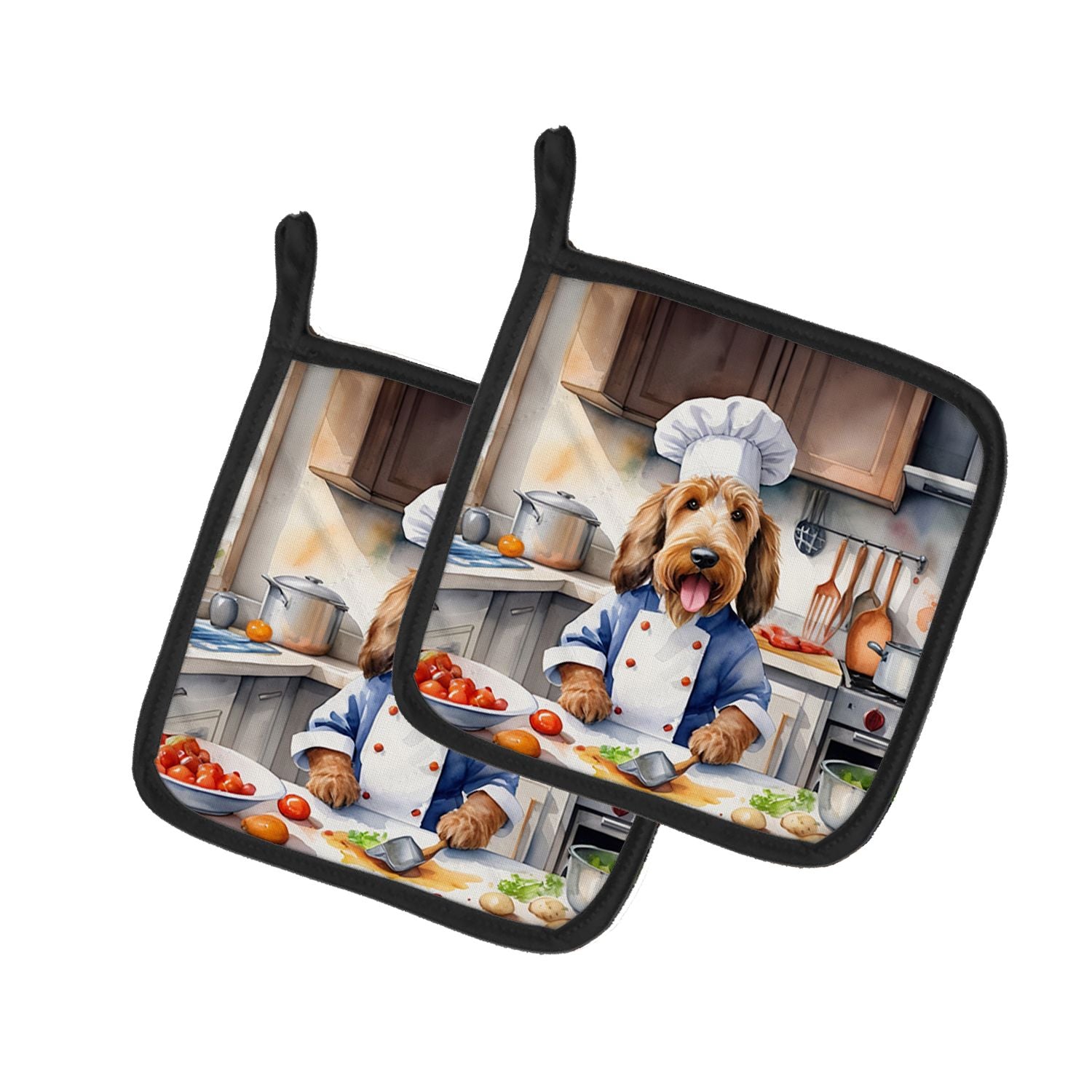 Otterhound The Chef Pair of Pot Holders Kitchen Heat Resistant Pot Holders Sets Oven Hot Pads for Cooking Baking BBQ, 7 1/2 x 7 
