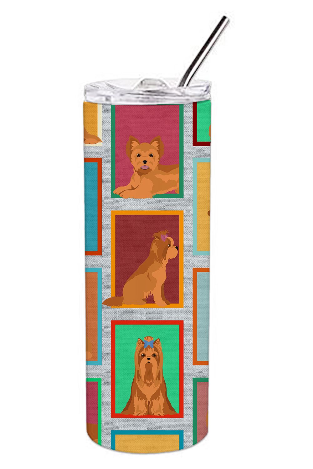 Lots of Red Yorkie Stainless Steel Skinny Tumbler Vacuum Double Walled Reusable Insulated Tumbler Travel Cup for Coffee Cocktail
