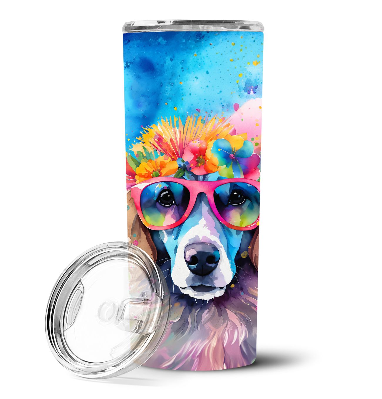 Poodle Hippie Dawg Stainless Steel Skinny Tumbler Vacuum Double Walled Reusable Insulated Tumbler Travel Cup for Coffee Cocktail