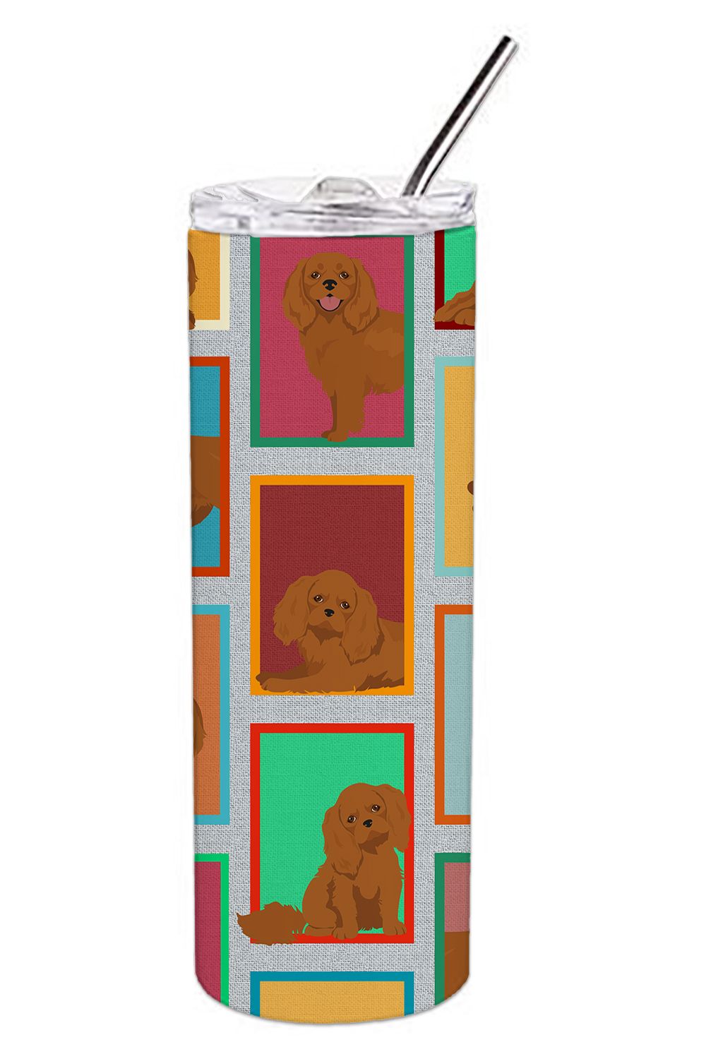 Lots of Ruby Cavalier Spaniel Stainless Steel Skinny Tumbler Vacuum Double Walled Reusable Insulated Tumbler Travel Cup for Coff