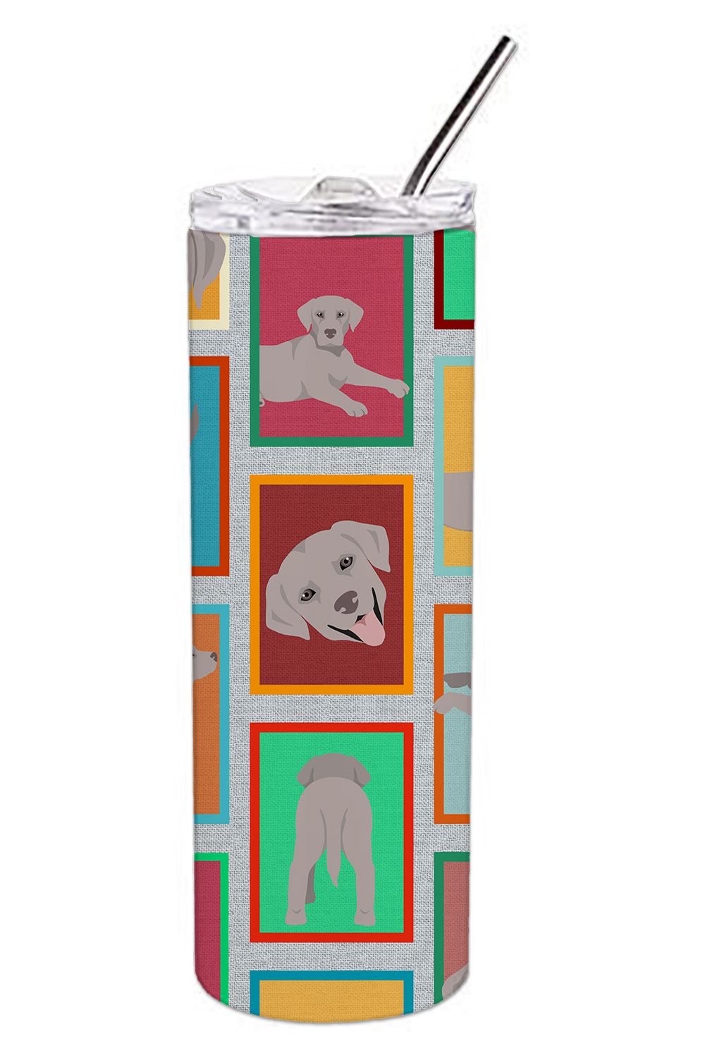 Lots of Grey Labrador Retriever Stainless Steel Skinny Tumbler Vacuum Double Walled Reusable Insulated Tumbler Travel Cup for Co