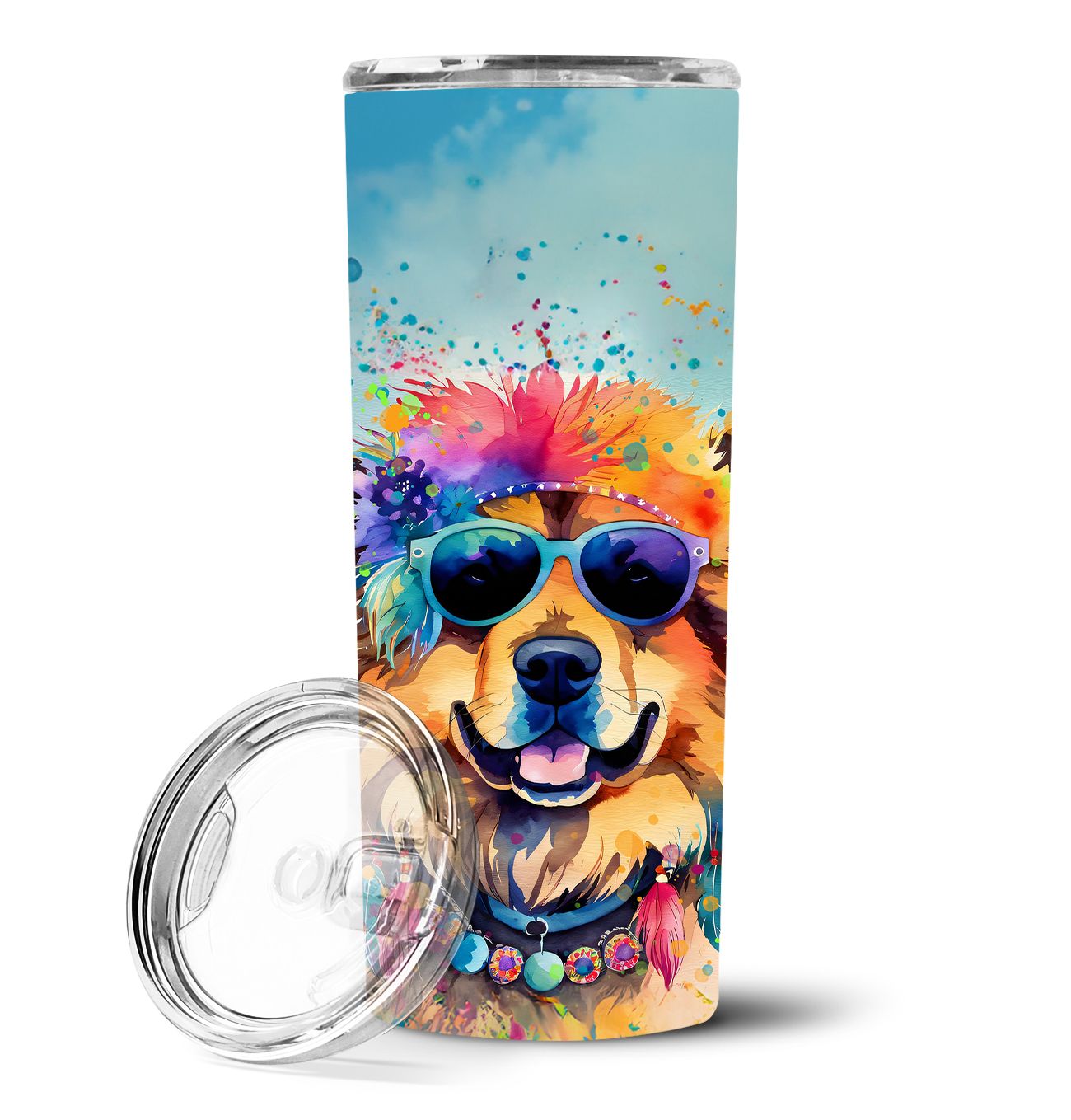 Chow Chow Hippie Dawg Stainless Steel Skinny Tumbler Vacuum Double Walled Reusable Insulated Tumbler Travel Cup for Coffee Cockt