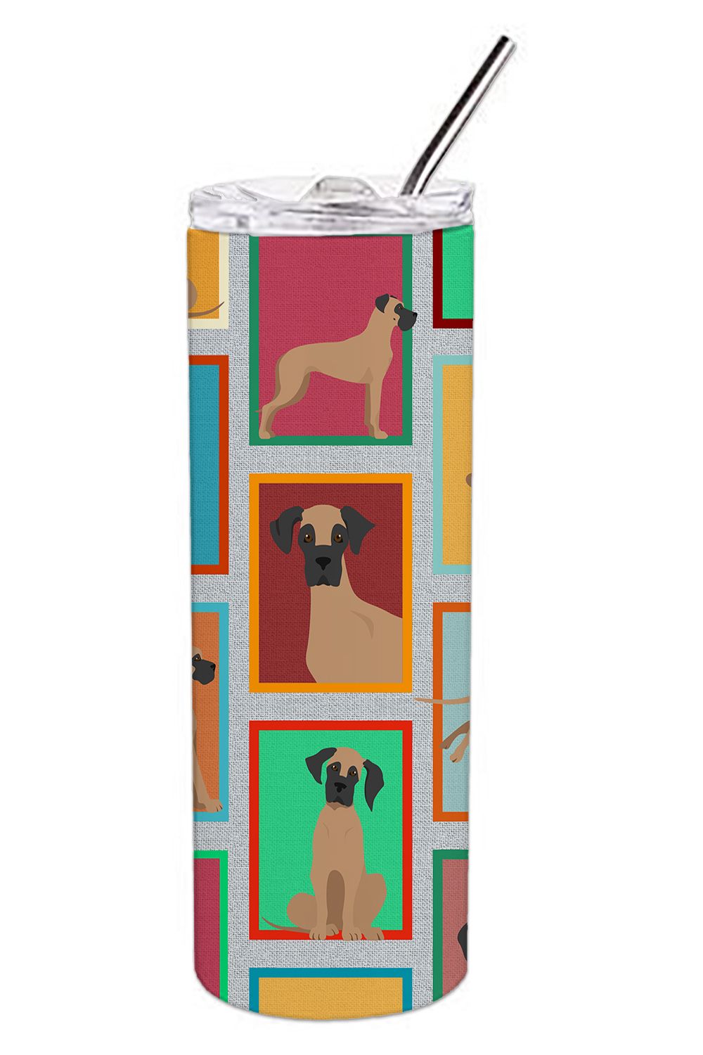 Lots of Fawn Great Dane Stainless Steel Skinny Tumbler Vacuum Double Walled Reusable Insulated Tumbler Travel Cup for Coffee Coc