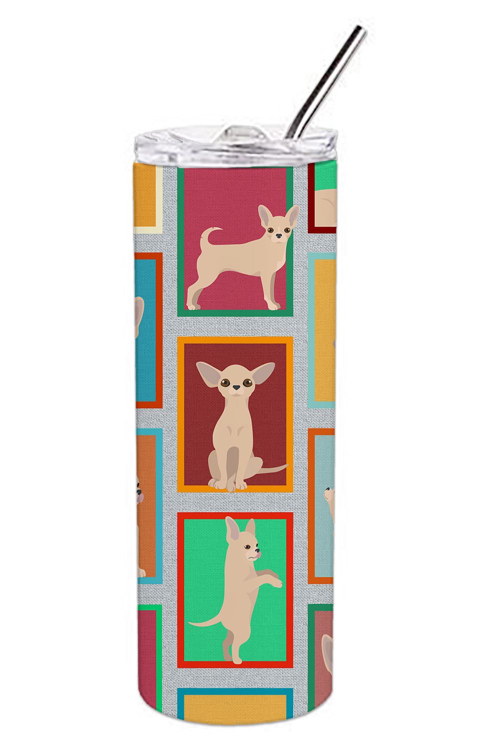 Lots of Chihuahua Stainless Steel Skinny Tumbler Vacuum Double Walled Reusable Insulated Tumbler Travel Cup for Coffee Cocktails