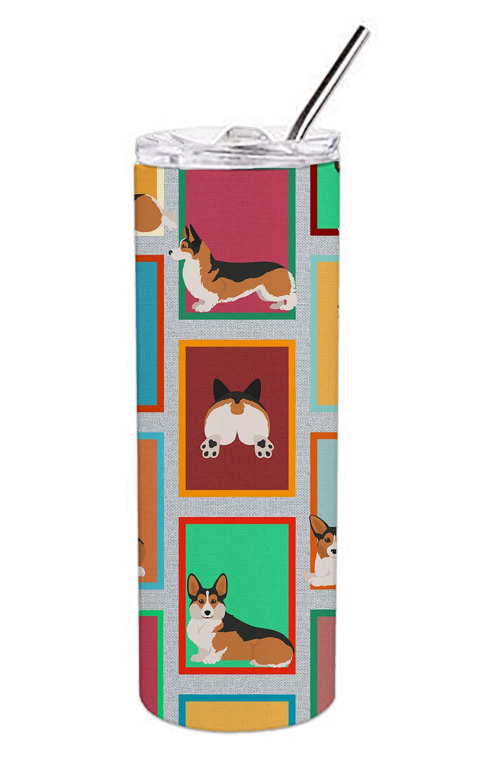 Lots of Sable Pembroke Corgi Stainless Steel Skinny Tumbler Vacuum Double Walled Reusable Insulated Tumbler Travel Cup for Coffe