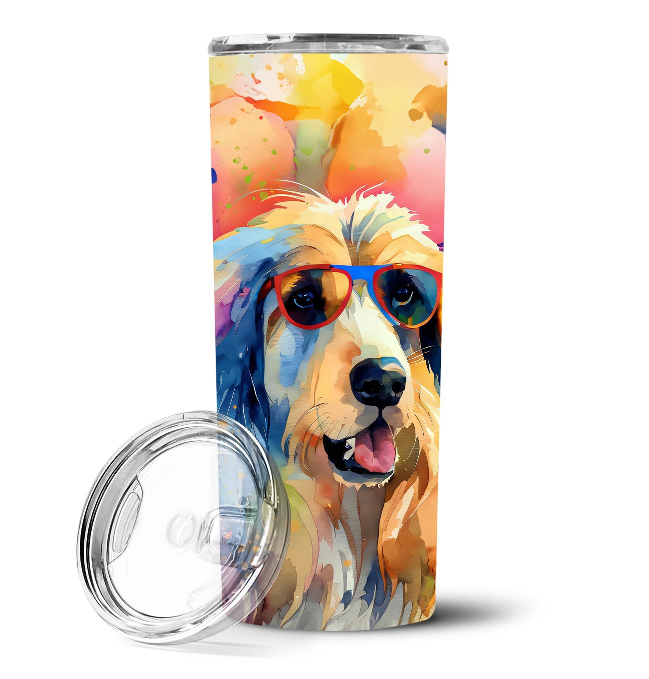Afghan Hound Hippie Dawg Stainless Steel Skinny Tumbler Vacuum Double Walled Reusable Insulated Tumbler Travel Cup for Coffee Co