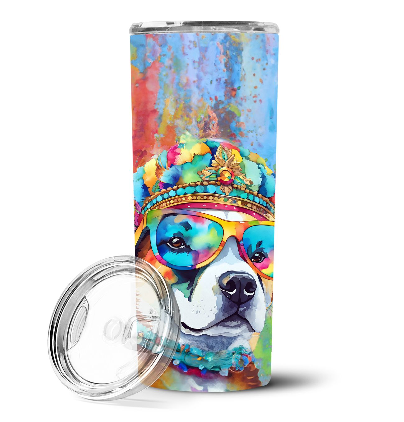 Akita Hippie Dawg Stainless Steel Skinny Tumbler Vacuum Double Walled Reusable Insulated Tumbler Travel Cup for Coffee Cocktails