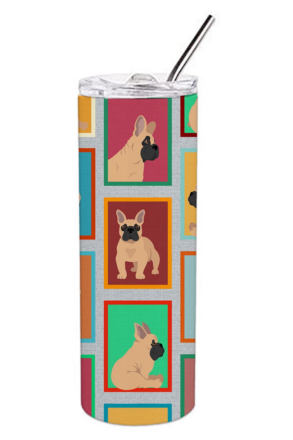 Lots of Fawn French Bulldog Stainless Steel Skinny Tumbler Vacuum Double Walled Reusable Insulated Tumbler Travel Cup for Coffee