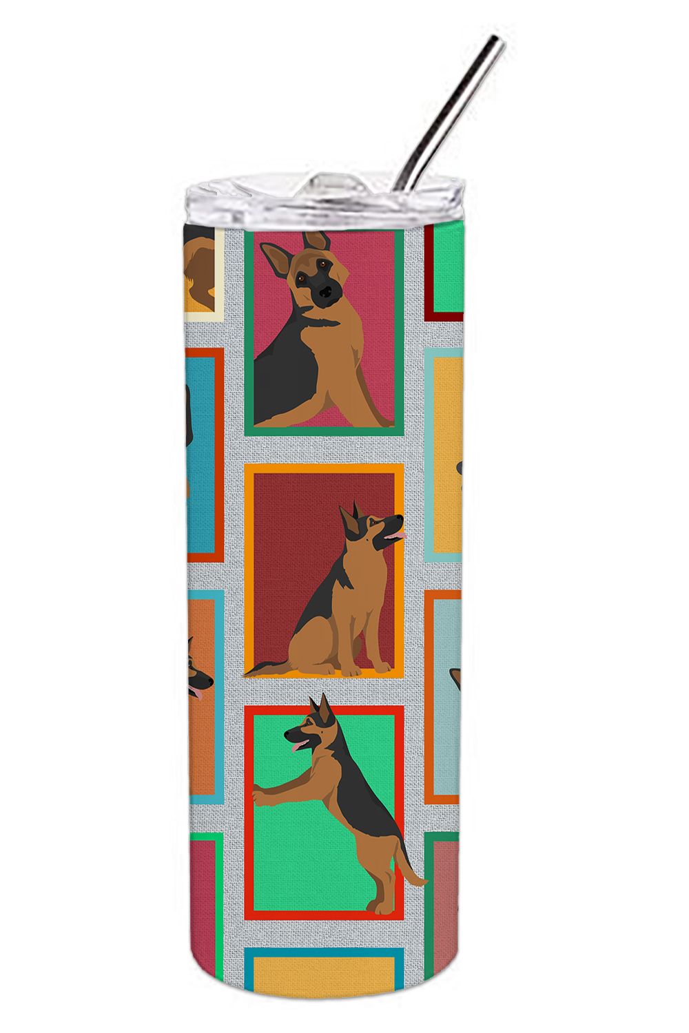 Lots of German Shepherd Stainless Steel Skinny Tumbler Vacuum Double Walled Reusable Insulated Tumbler Travel Cup for Coffee Coc