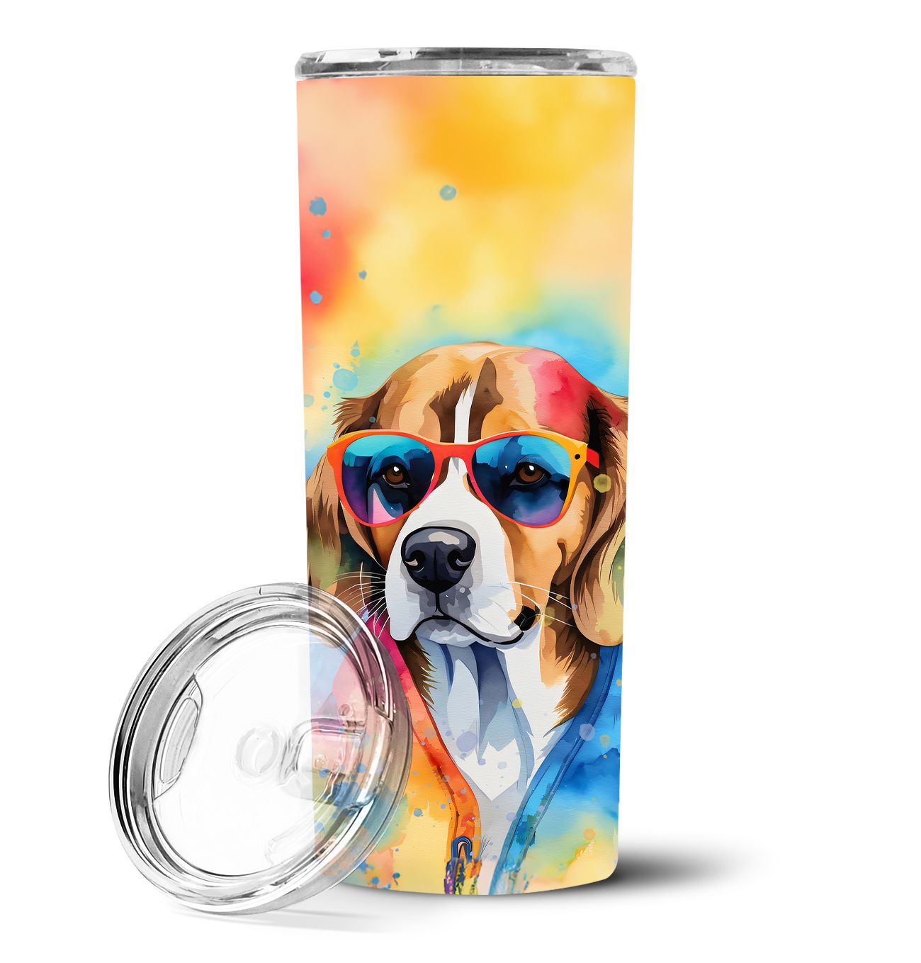 Beagle Hippie Dawg Stainless Steel Skinny Tumbler Vacuum Double Walled Reusable Insulated Tumbler Travel Cup for Coffee Cocktail