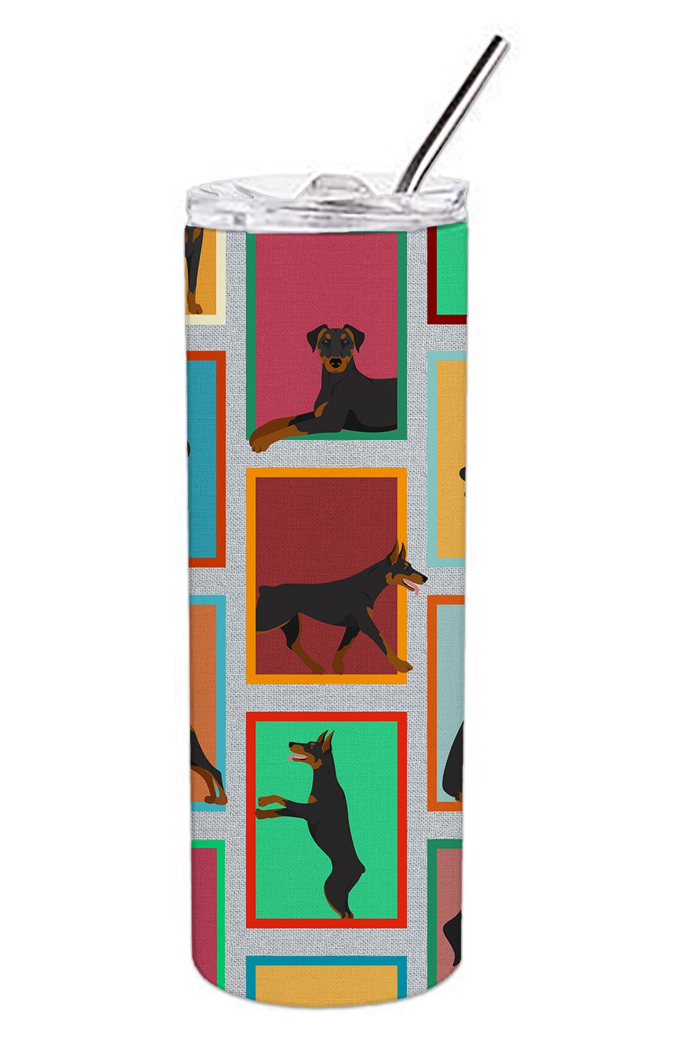 Lots of Doberman Pinscher Stainless Steel Skinny Tumbler Vacuum Double Walled Reusable Insulated Tumbler Travel Cup for Coffee C
