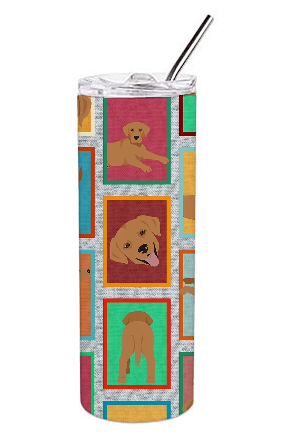 Lots of Red Fox Labrador Retriever Stainless Steel Skinny Tumbler Vacuum Double Walled Reusable Insulated Tumbler Travel Cup for