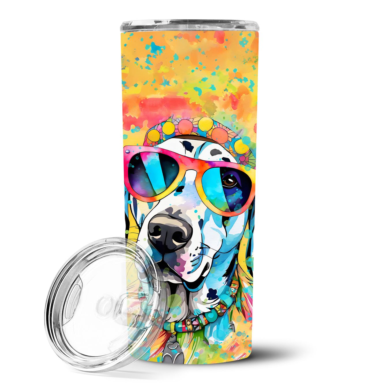 Dalmatian Hippie Dawg Stainless Steel Skinny Tumbler Vacuum Double Walled Reusable Insulated Tumbler Travel Cup for Coffee Cockt