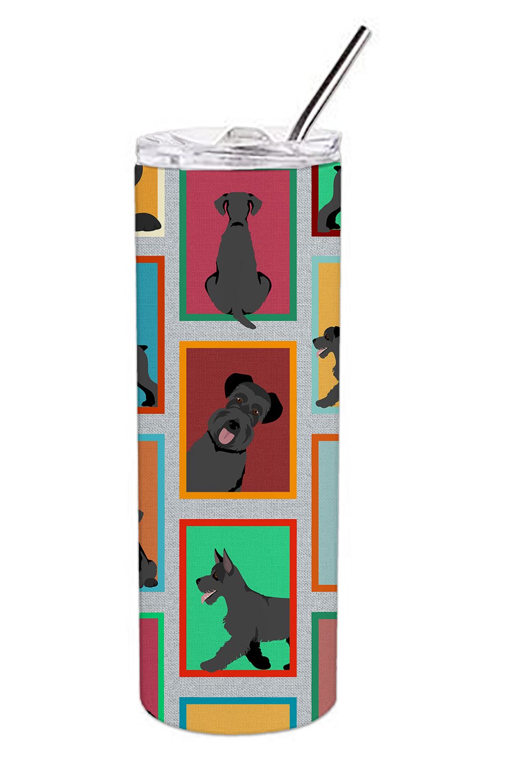 Lots of Black Schnauzer Stainless Steel Skinny Tumbler Vacuum Double Walled Reusable Insulated Tumbler Travel Cup for Coffee Coc