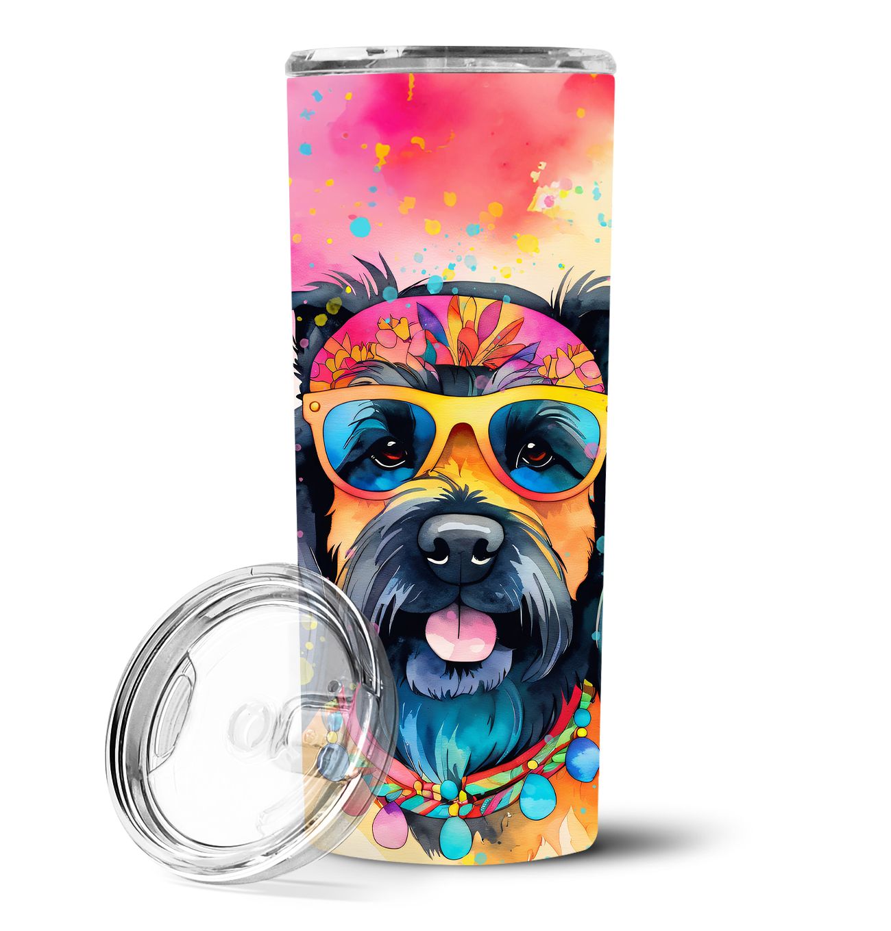 Scottish Terrier Hippie Dawg Stainless Steel Skinny Tumbler Vacuum Double Walled Reusable Insulated Tumbler Travel Cup for Coffe