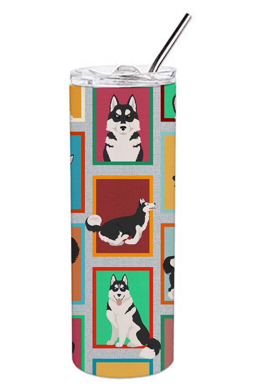Lots of Siberian Husky Stainless Steel Skinny Tumbler Vacuum Double Walled Reusable Insulated Tumbler Travel Cup for Coffee Cock