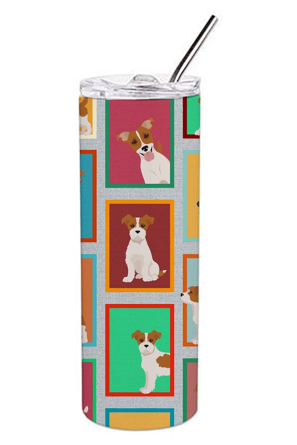 Lots of Red and White Jack Russell Terrier Stainless Steel Skinny Tumbler Vacuum Double Walled Reusable Insulated Tumbler Travel