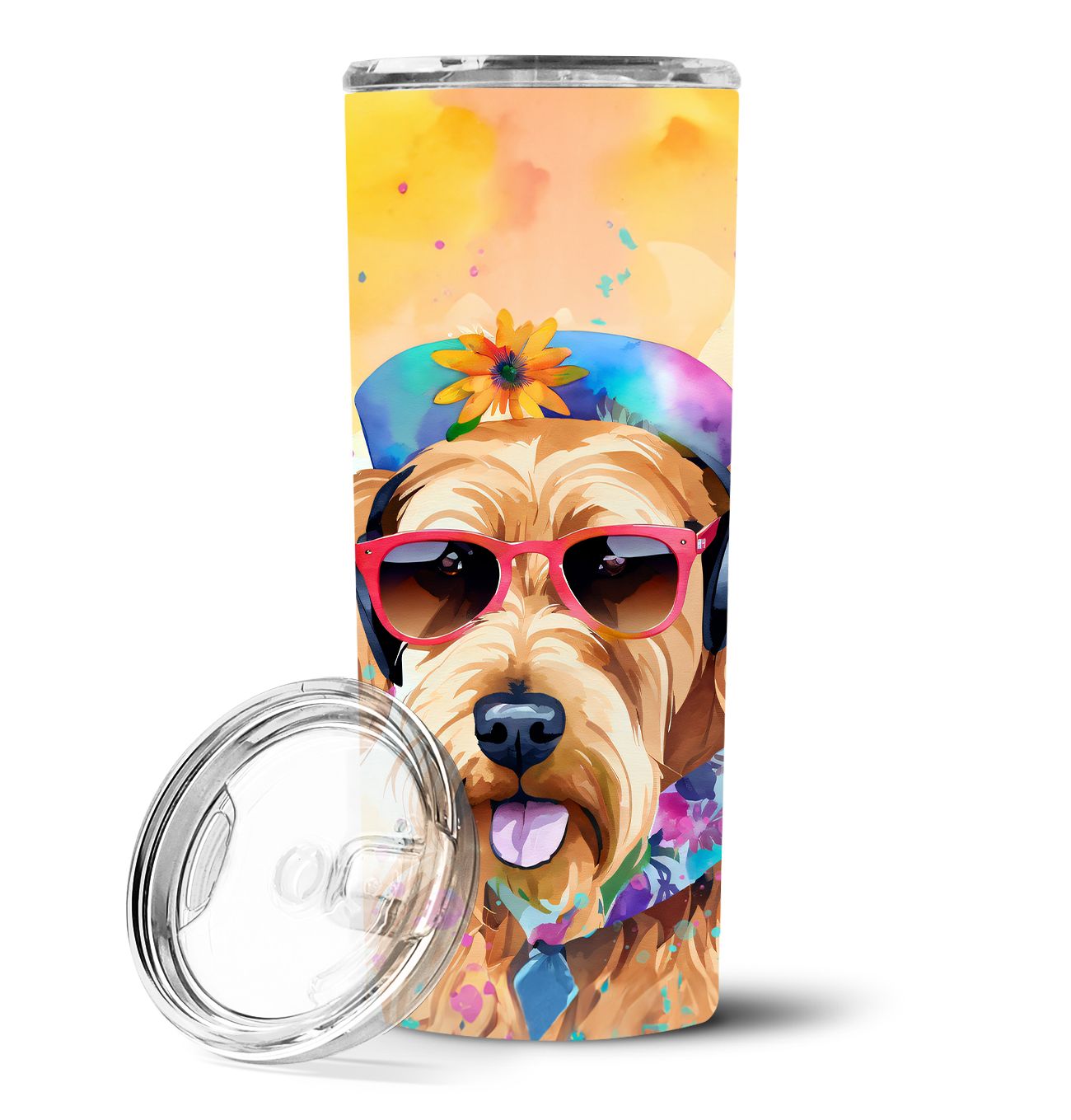 Airedale Terrier Hippie Dawg Stainless Steel Skinny Tumbler Vacuum Double Walled Reusable Insulated Tumbler Travel Cup for Coffe