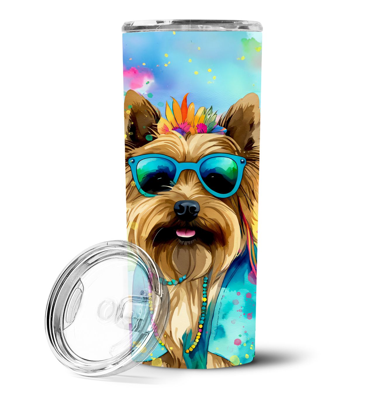Cairn Terrier Hippie Dawg Stainless Steel Skinny Tumbler Vacuum Double Walled Reusable Insulated Tumbler Travel Cup for Coffee C