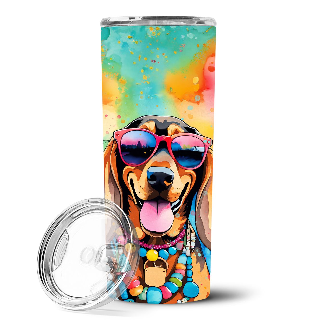 Doberman Pinscher Hippie Dawg Stainless Steel Skinny Tumbler Vacuum Double Walled Reusable Insulated Tumbler Travel Cup for Coff