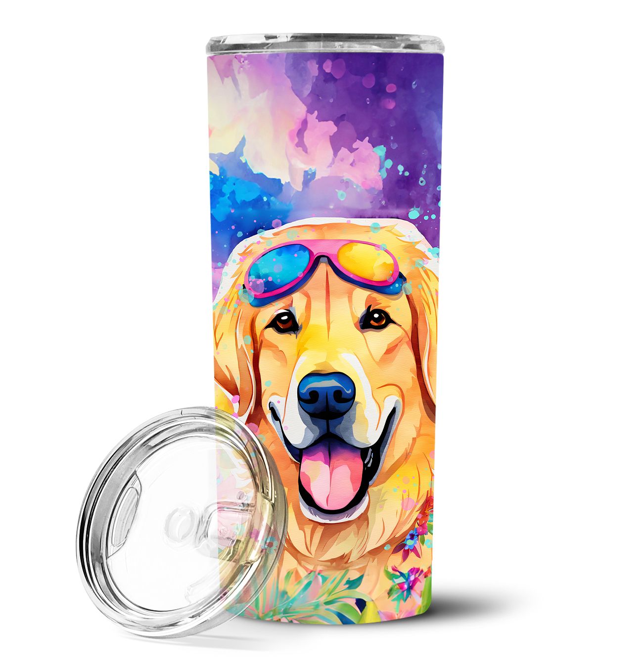 Yellow Labrador Hippie Dawg Stainless Steel Skinny Tumbler Vacuum Double Walled Reusable Insulated Tumbler Travel Cup for Coffee