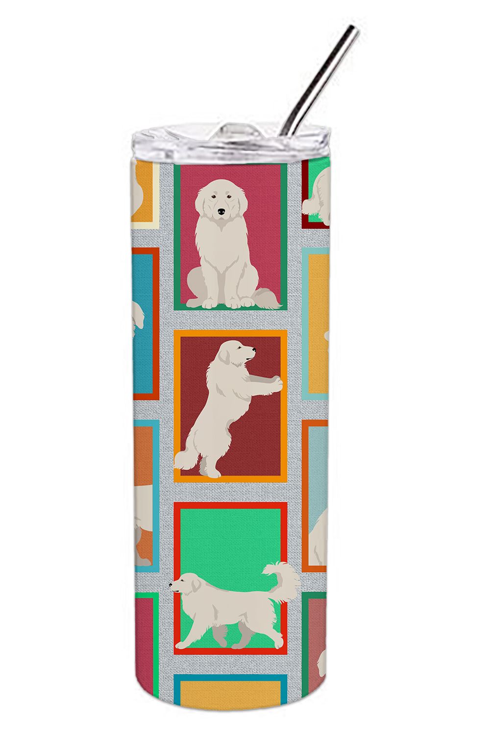 Lots of Great Pyrenees Stainless Steel Skinny Tumbler Vacuum Double Walled Reusable Insulated Tumbler Travel Cup for Coffee Cock