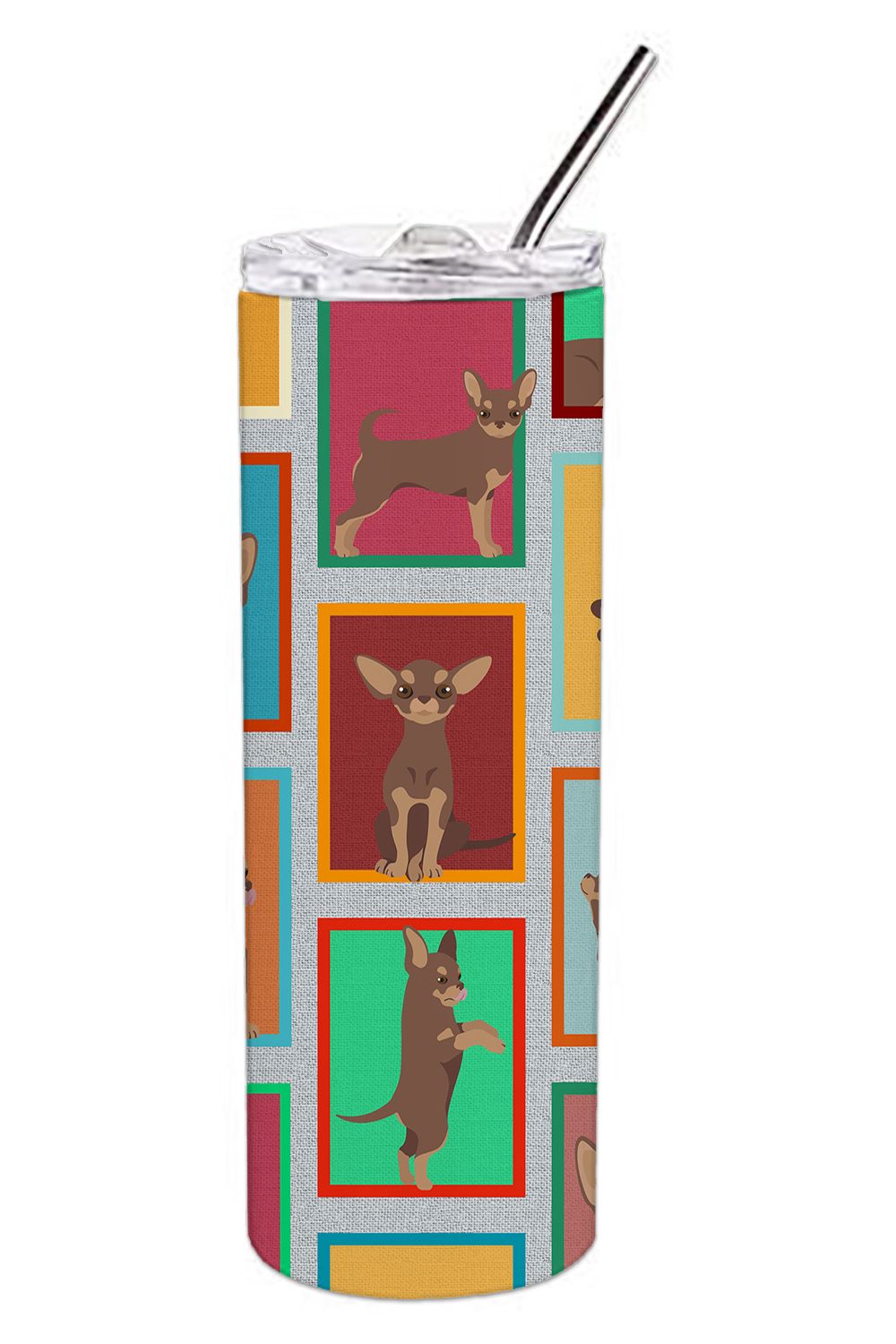 Lots of Chocolate Chihuahua Stainless Steel Skinny Tumbler Vacuum Double Walled Reusable Insulated Tumbler Travel Cup for Coffee