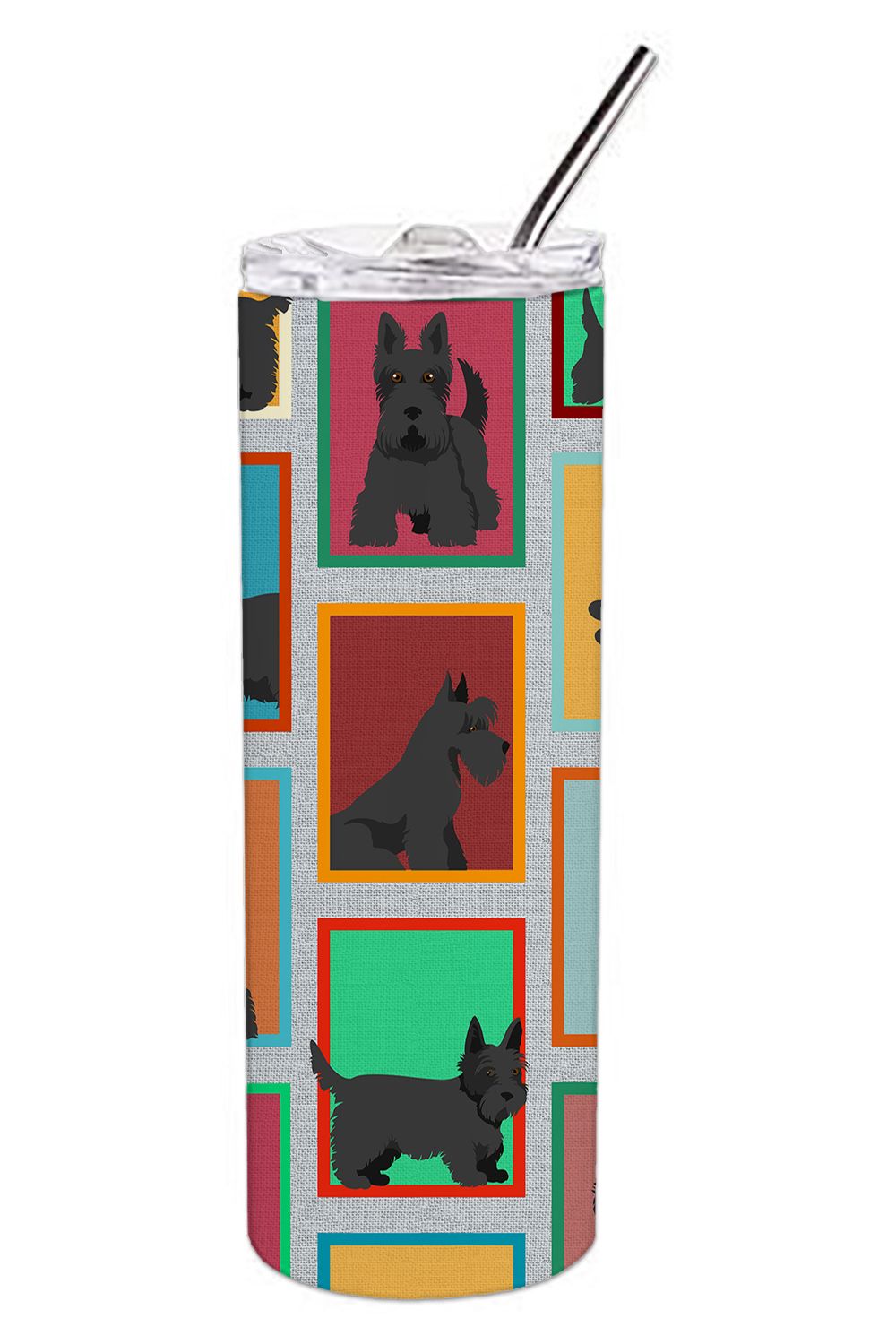 Lots of Scottish Terrier Stainless Steel Skinny Tumbler Vacuum Double Walled Reusable Insulated Tumbler Travel Cup for Coffee Co