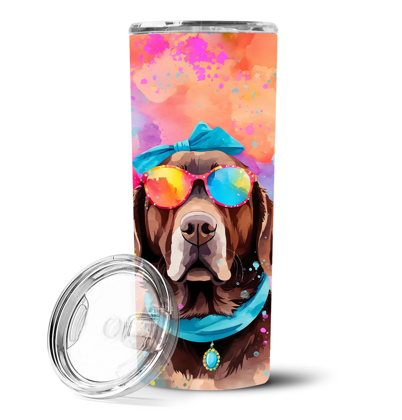 Chocolate Labrador Hippie Dawg Stainless Steel Skinny Tumbler Vacuum Double Walled Reusable Insulated Tumbler Travel Cup for Cof