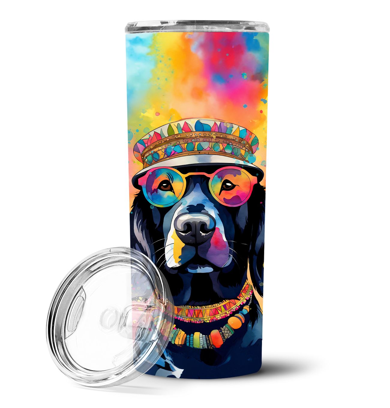 Black Labrador Hippie Dawg Stainless Steel Skinny Tumbler Vacuum Double Walled Reusable Insulated Tumbler Travel Cup for Coffee 