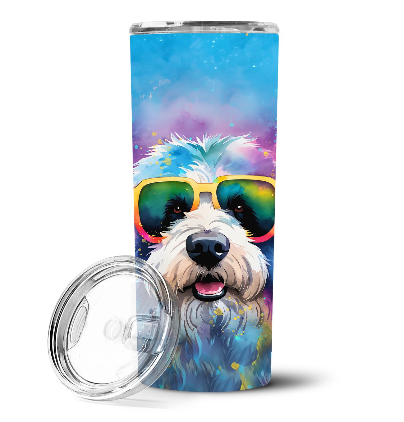 Old English Sheepdog Hippie Dawg Stainless Steel Skinny Tumbler Vacuum Double Walled Reusable Insulated Tumbler Travel Cup for C