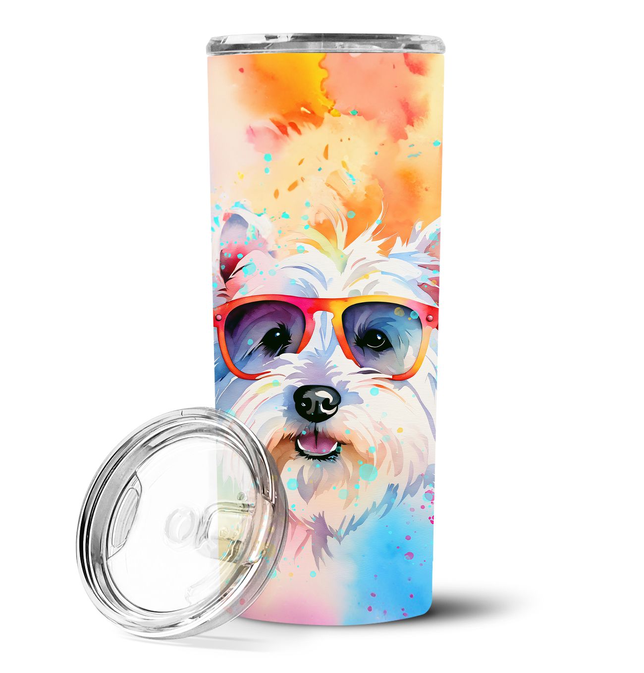 Westie Hippie Dawg Stainless Steel Skinny Tumbler Vacuum Double Walled Reusable Insulated Tumbler Travel Cup for Coffee Cocktail