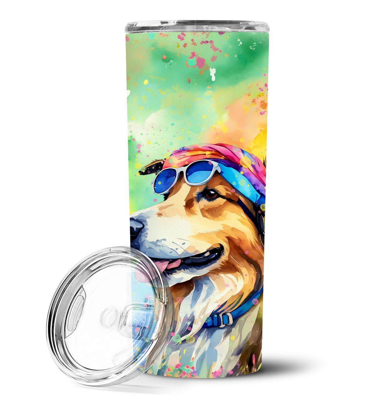 Collie Hippie Dawg Stainless Steel Skinny Tumbler Vacuum Double Walled Reusable Insulated Tumbler Travel Cup for Coffee Cocktail